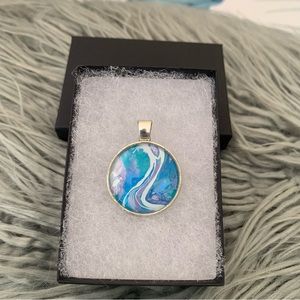 Handmade Fluid Art Necklace- Tropical Path